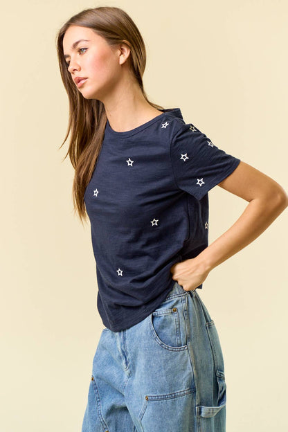 Star Embroidered Women's T-Shirt