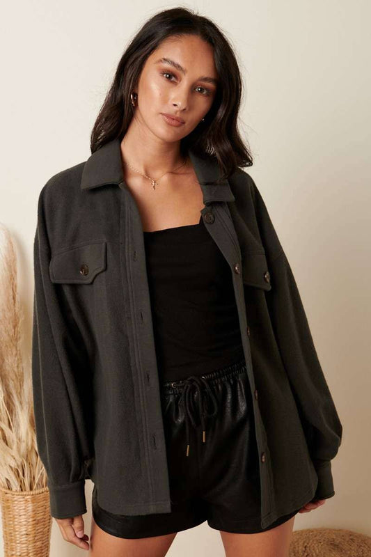 Brushed French Terry Oversized Shacket