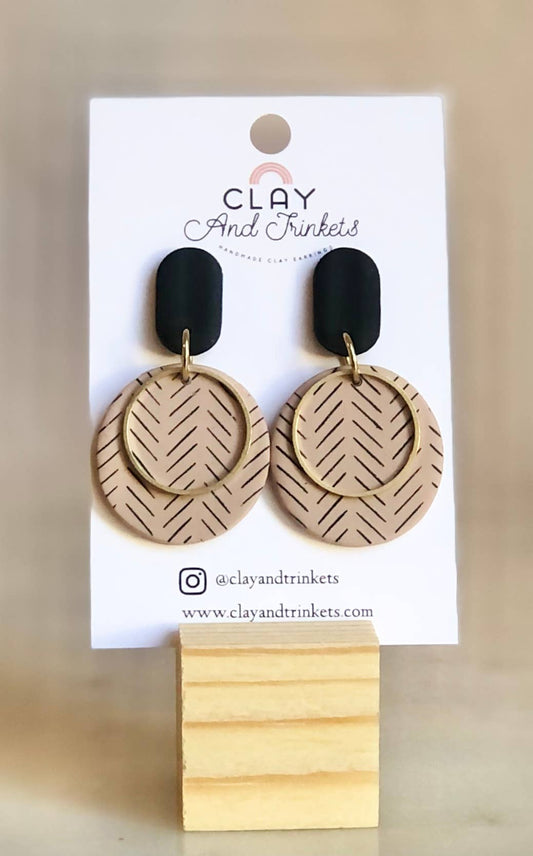 Neutral & Gold Dangle Earrings