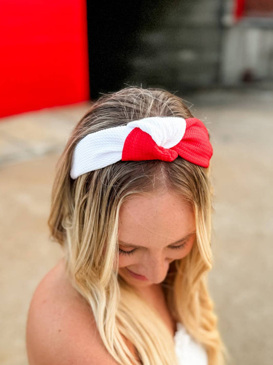 White/Red Structured Headband