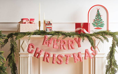 Merry Christmas Gingham Puffy Canvas Banner Set