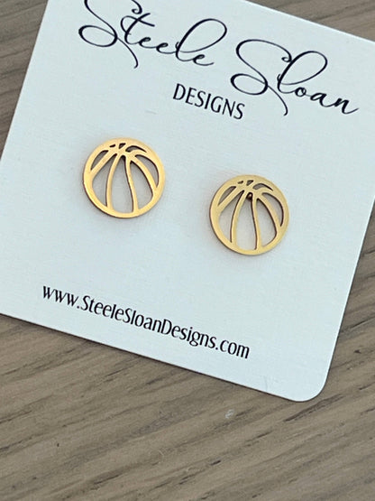 Basketball Gold Stud Earrings