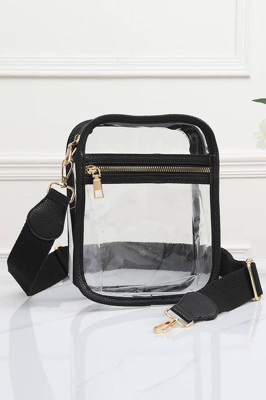 Clear Cross Body Mini Bag: Black