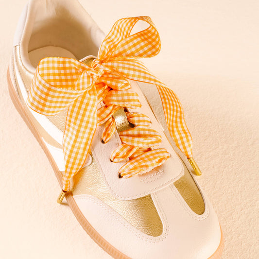 Gingham Orange Shoelaces