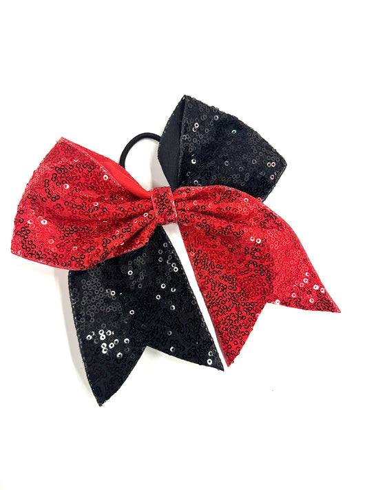 Red/Black Sequin Hair Tie Bow