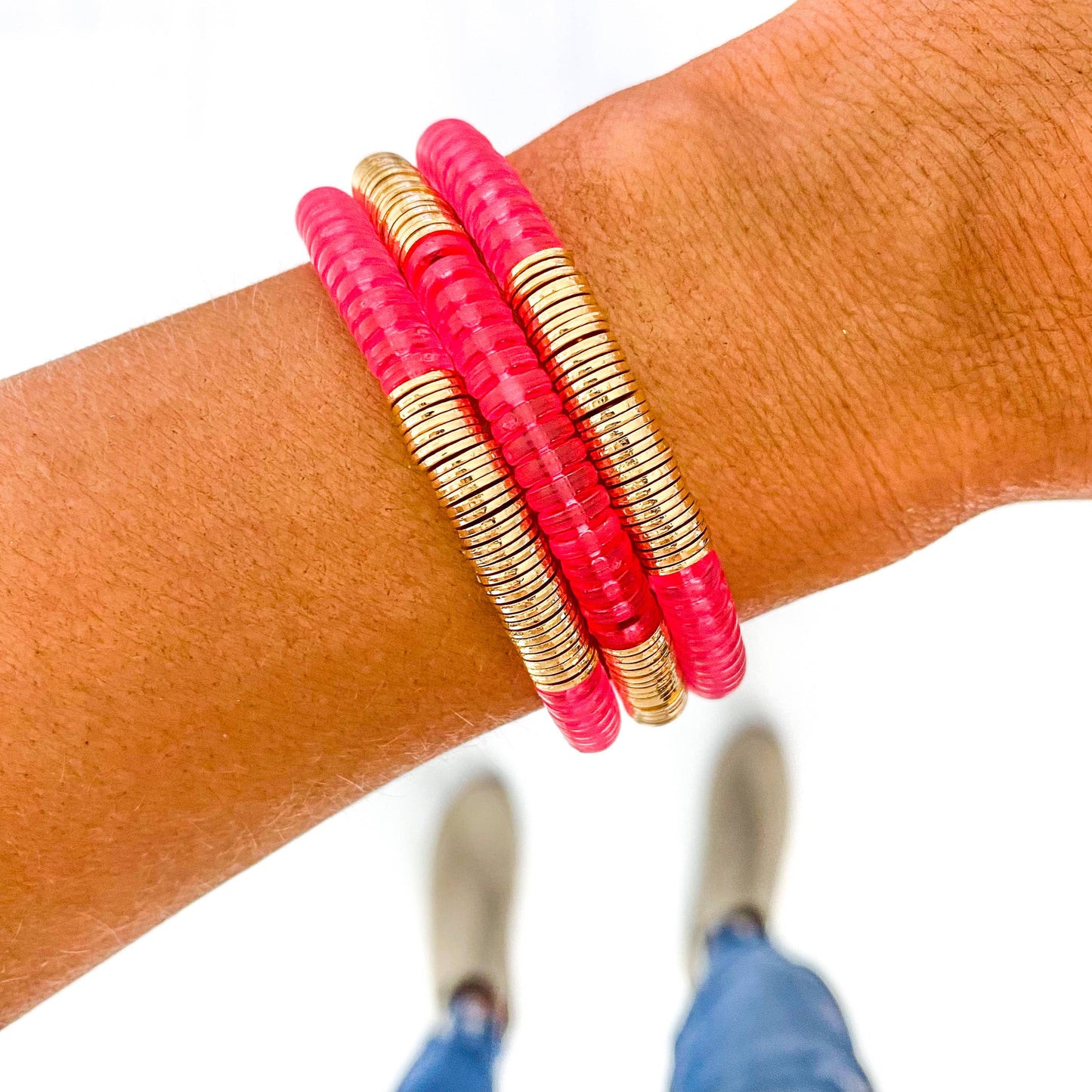 Pink Disc Bracelets