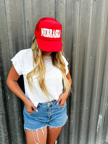 Nebraska Red Foam Trucker Hat