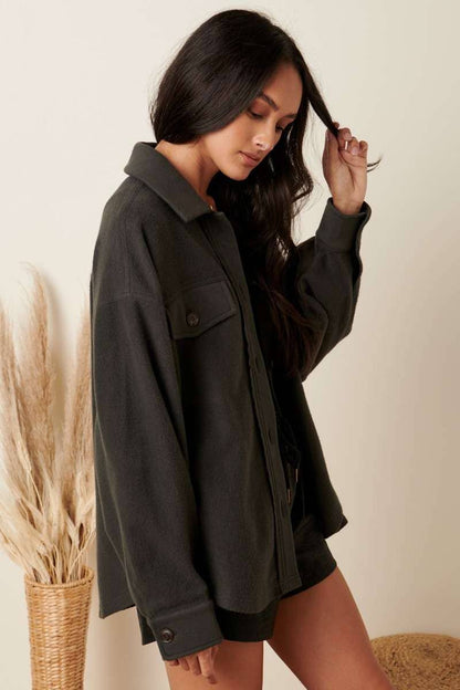 Brushed French Terry Oversized Shacket