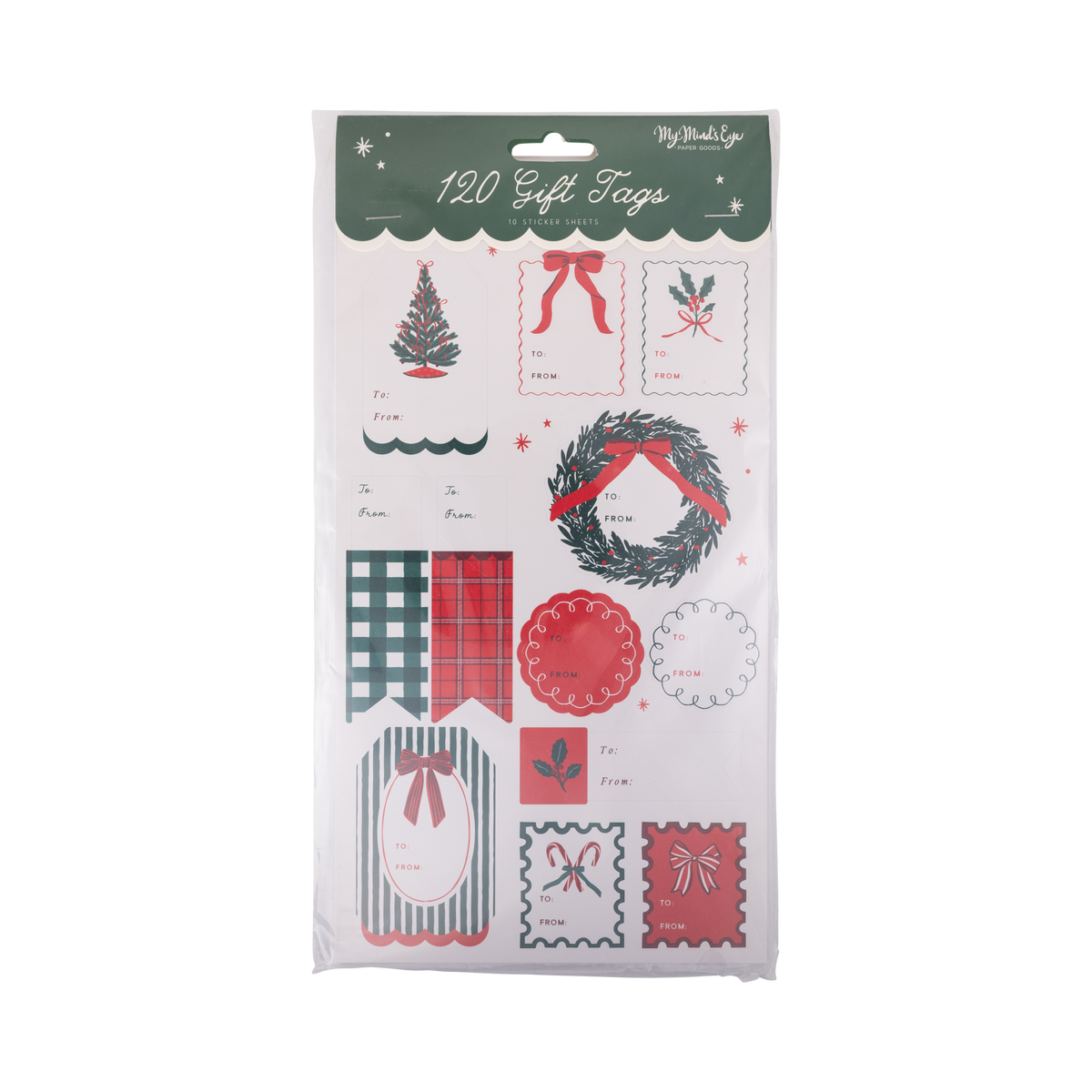 Vintage Santa, Bows & Plaid Christmas Sticker Gift Tags