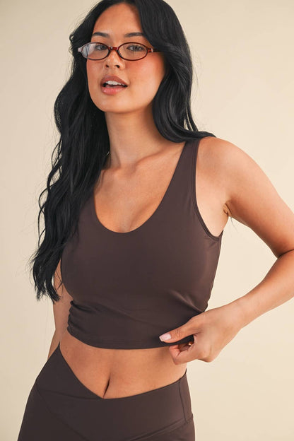Chocolate Brown Performance Cropped Tank Top