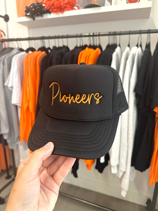 Pioneers Black Embroidered Foam Trucker Hat