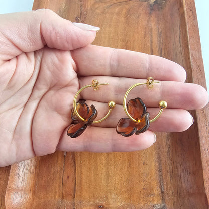 Magnolia Hoop Earrings - Amber