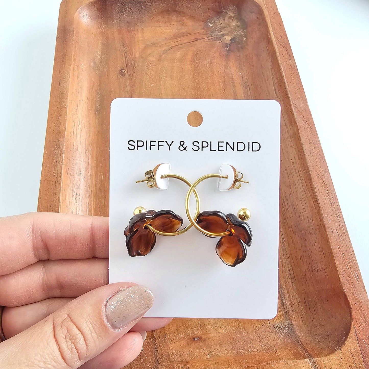 Magnolia Hoop Earrings - Amber