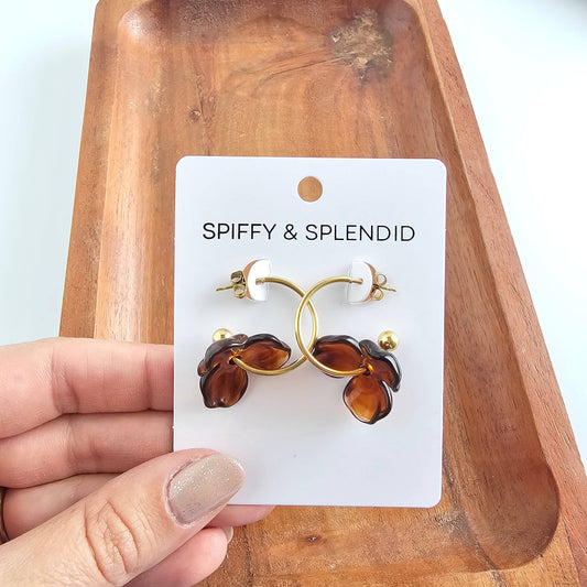 Magnolia Hoop Earrings - Amber
