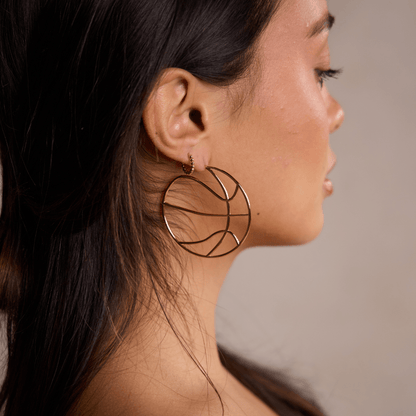 Gold Basketball Hoop Earrings