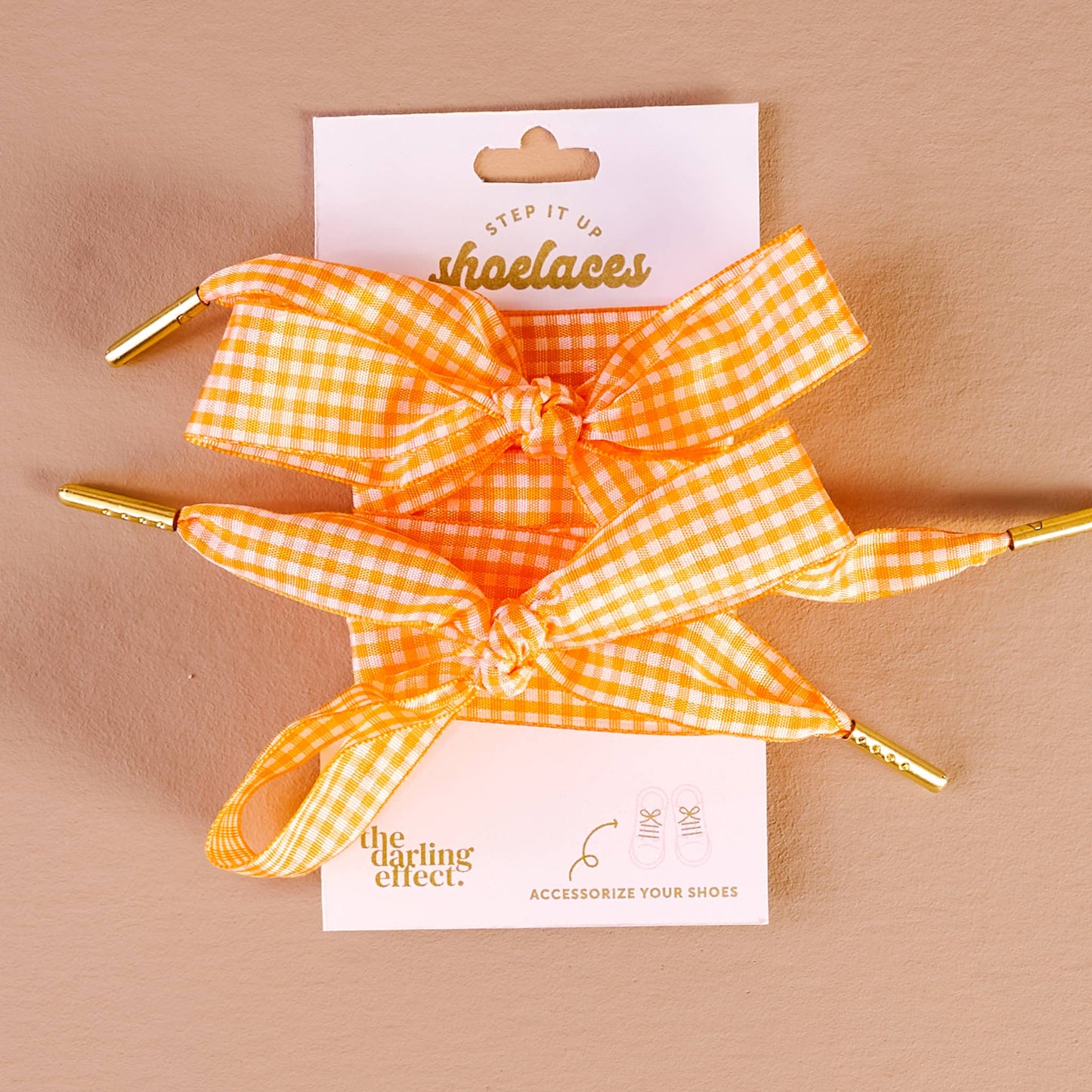 Gingham Orange Shoelaces