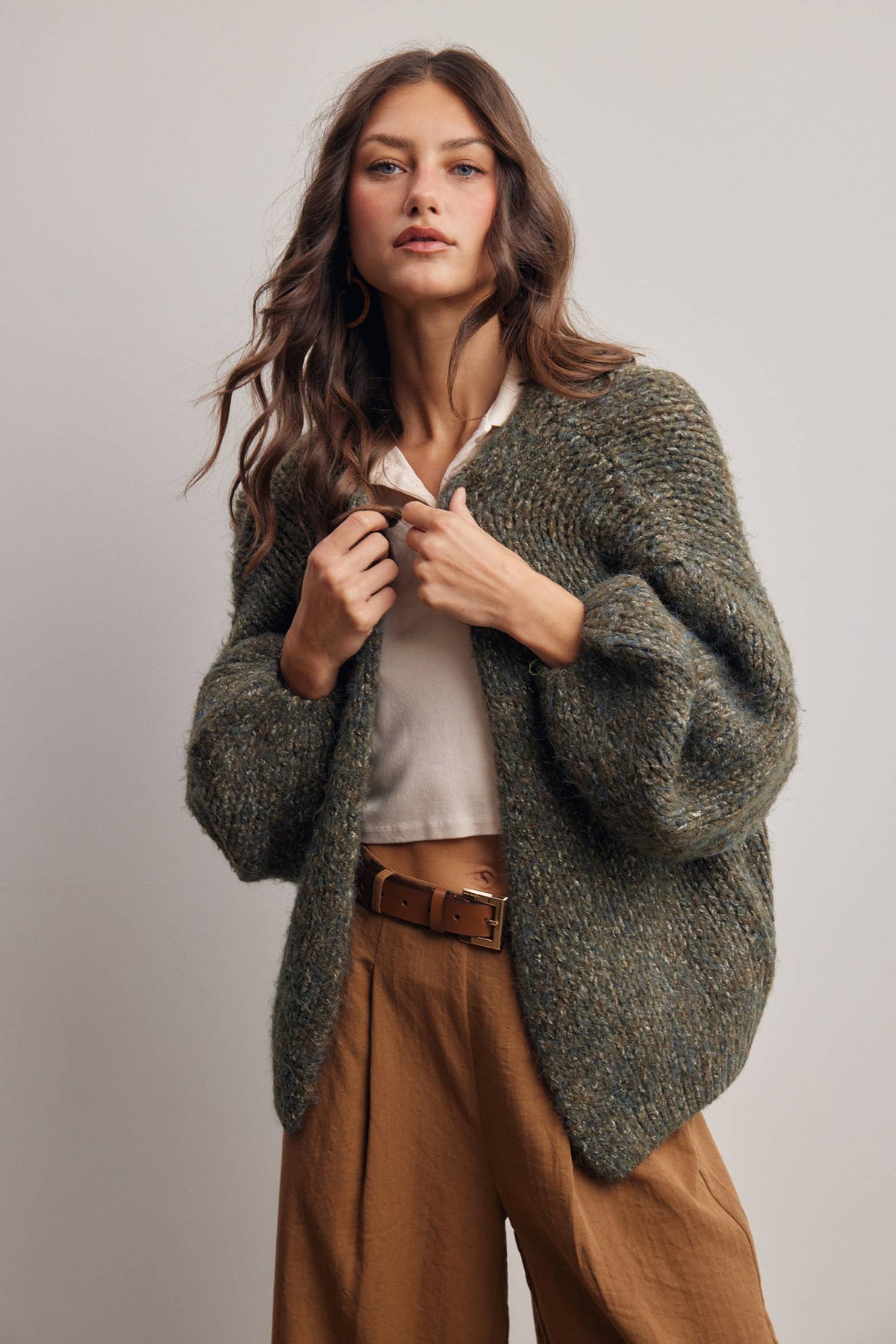 Olive Chunky Soft Touch Knit Cardigan