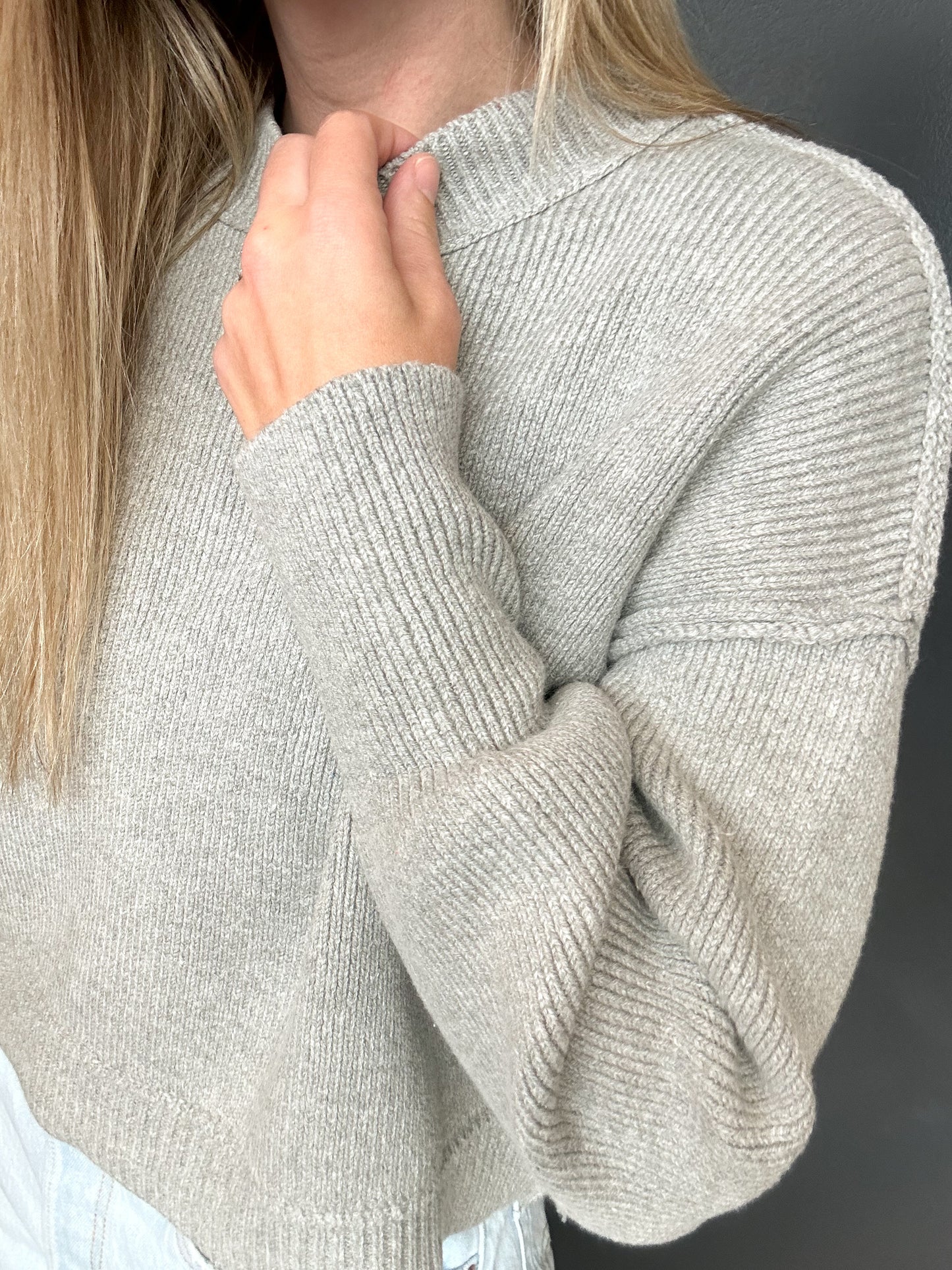 Heather Grey Boxy Crop Sweater