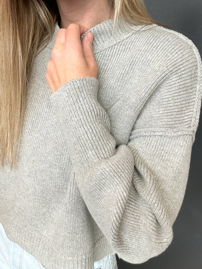 Heather Grey Boxy Crop Sweater