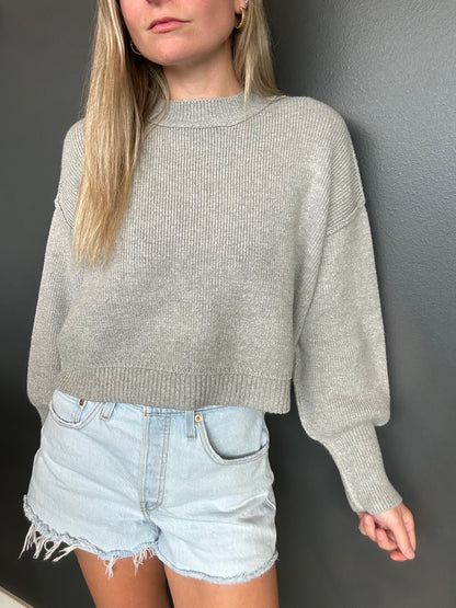 Heather Grey Boxy Crop Sweater