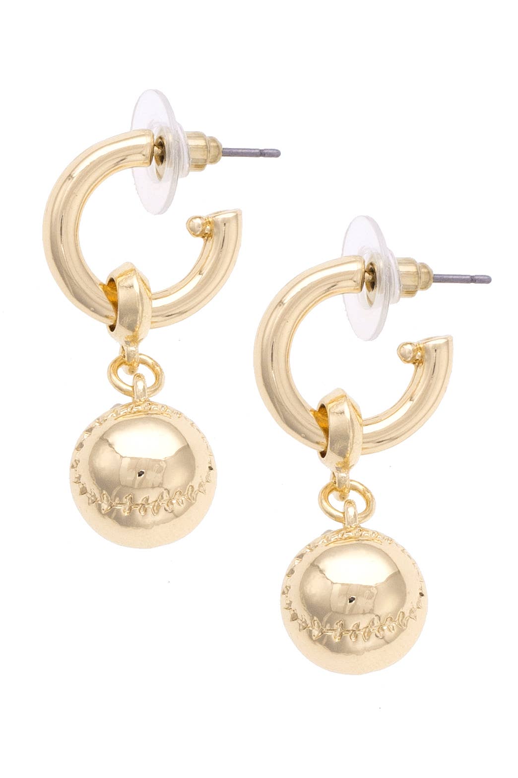 Baseball Drop Hoop Earrings