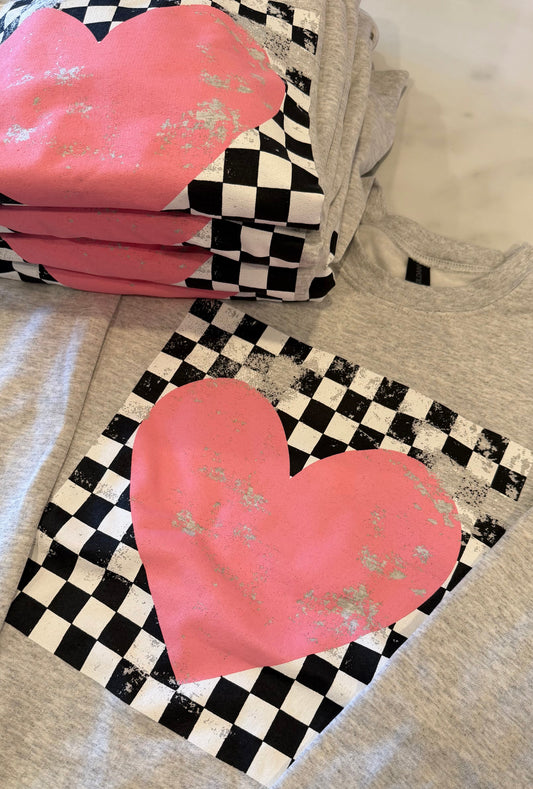 Checkered Heart Sweatshirt