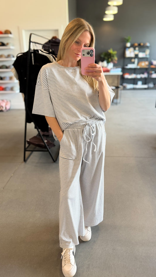Striped Knit Top & Pants Set