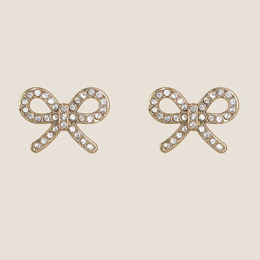 Clear Crystal Bow Stud Earrings