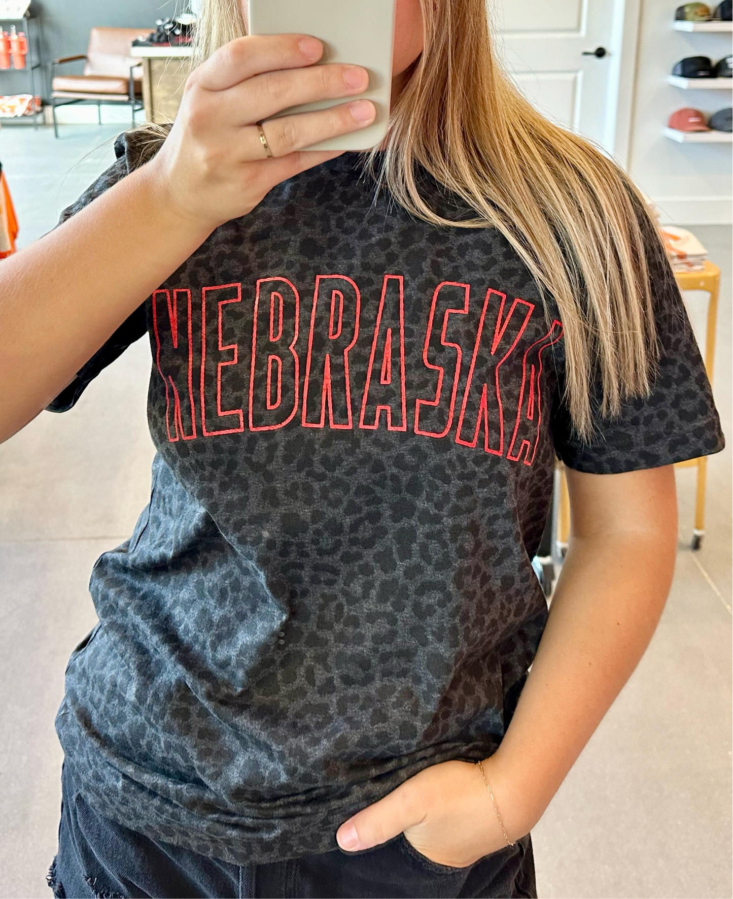 Nebraska Black Leopard T-Shirt