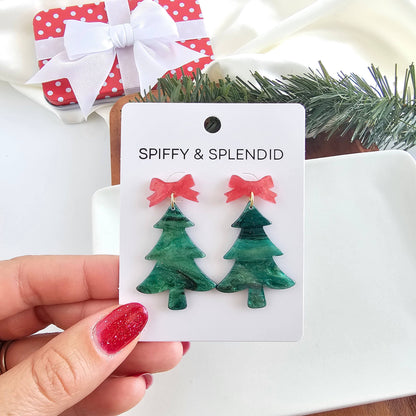 Bow Christmas Tree Earrings