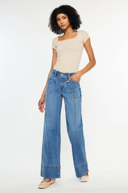 Mid Rise Wide Leg Jeans