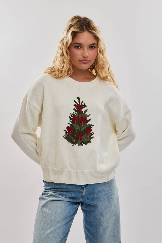Christmas Tree Bow Sweater