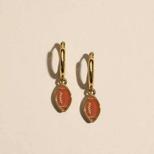 Football Huggie Drop Earrings