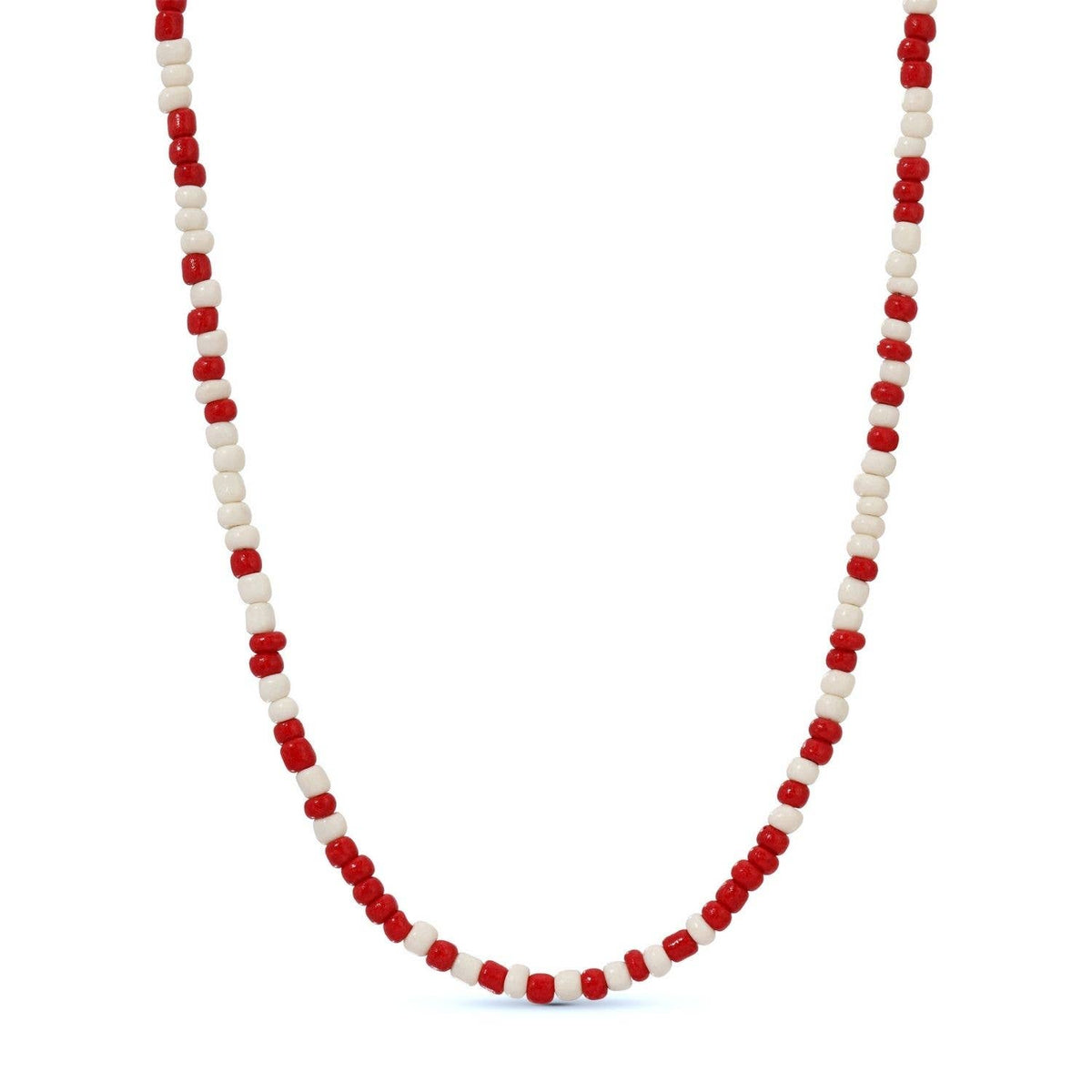 Red/White Game Day Large Seed Bead Necklace