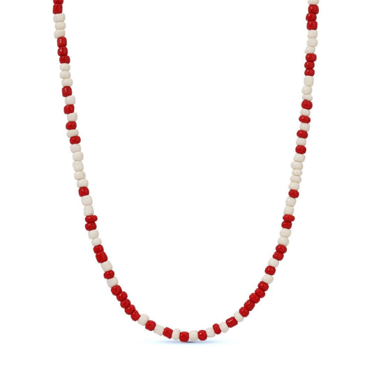Red/White Game Day Large Seed Bead Necklace