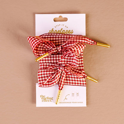 Gingham Red Shoelaces