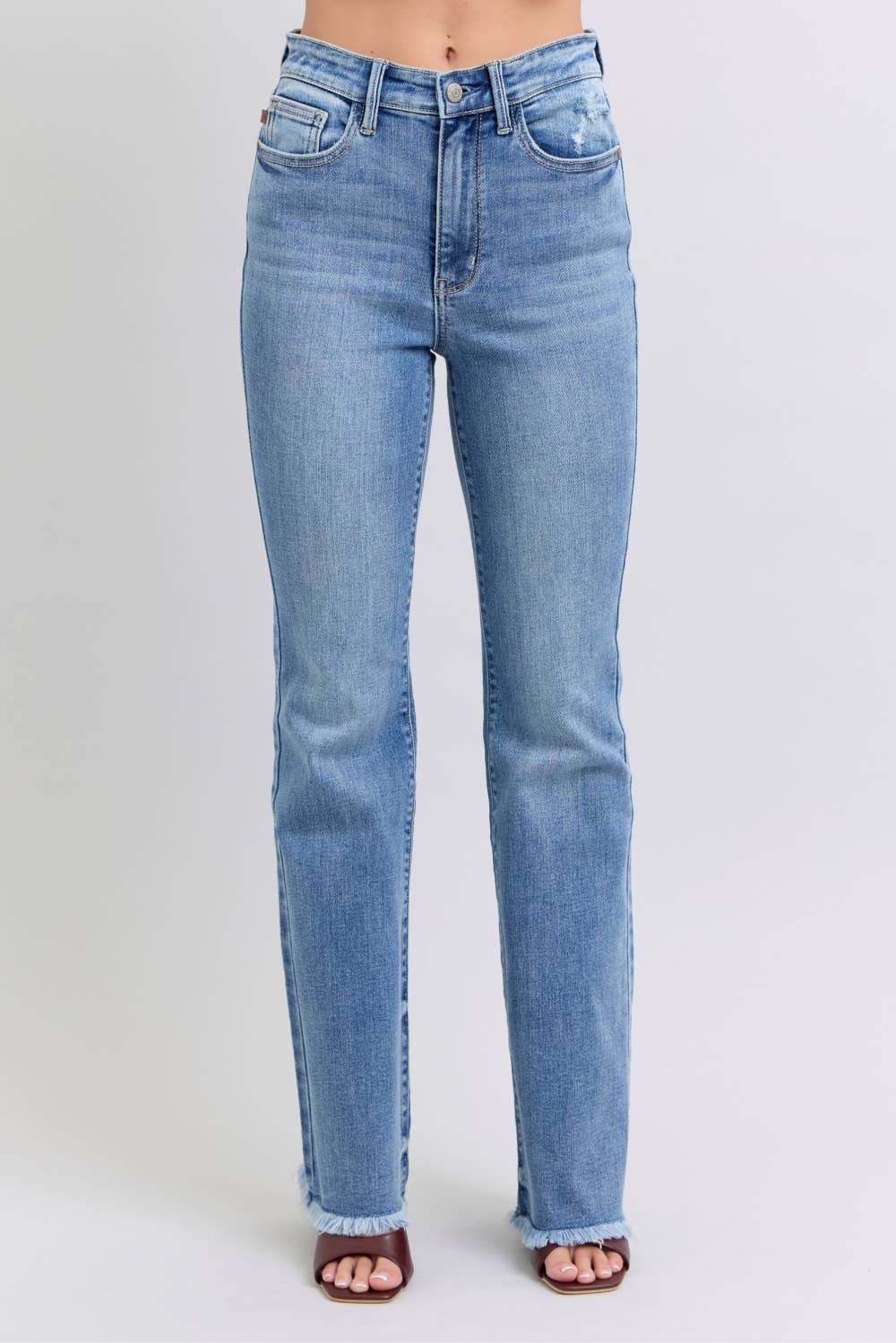 Judy Blue High Waisted Bootcut with Fray Hem Jeans