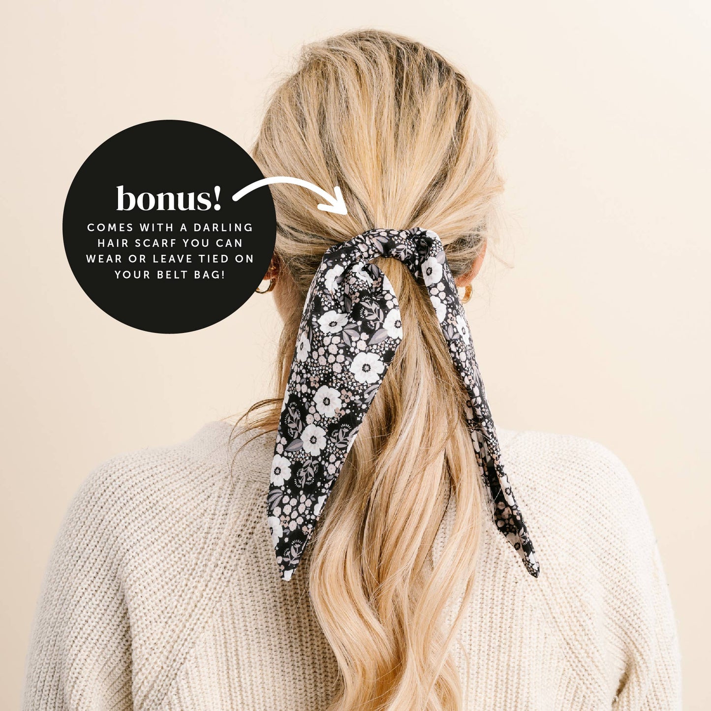 Belt Bag with Hair Scarf - Midnight Black