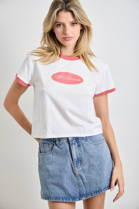 All American Short Sleeve Ringer Top