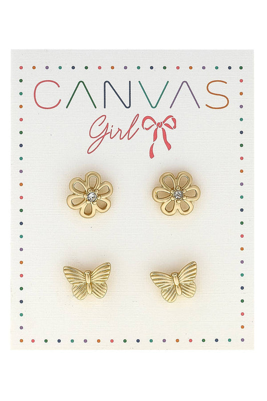 Flower & Butterfly Children's Stud Earrings