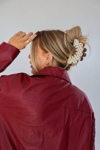 Brown & Cream Midi Claw Hair Clip