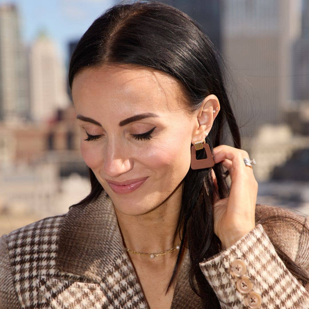 Brown Avery Doorknocker Earrings