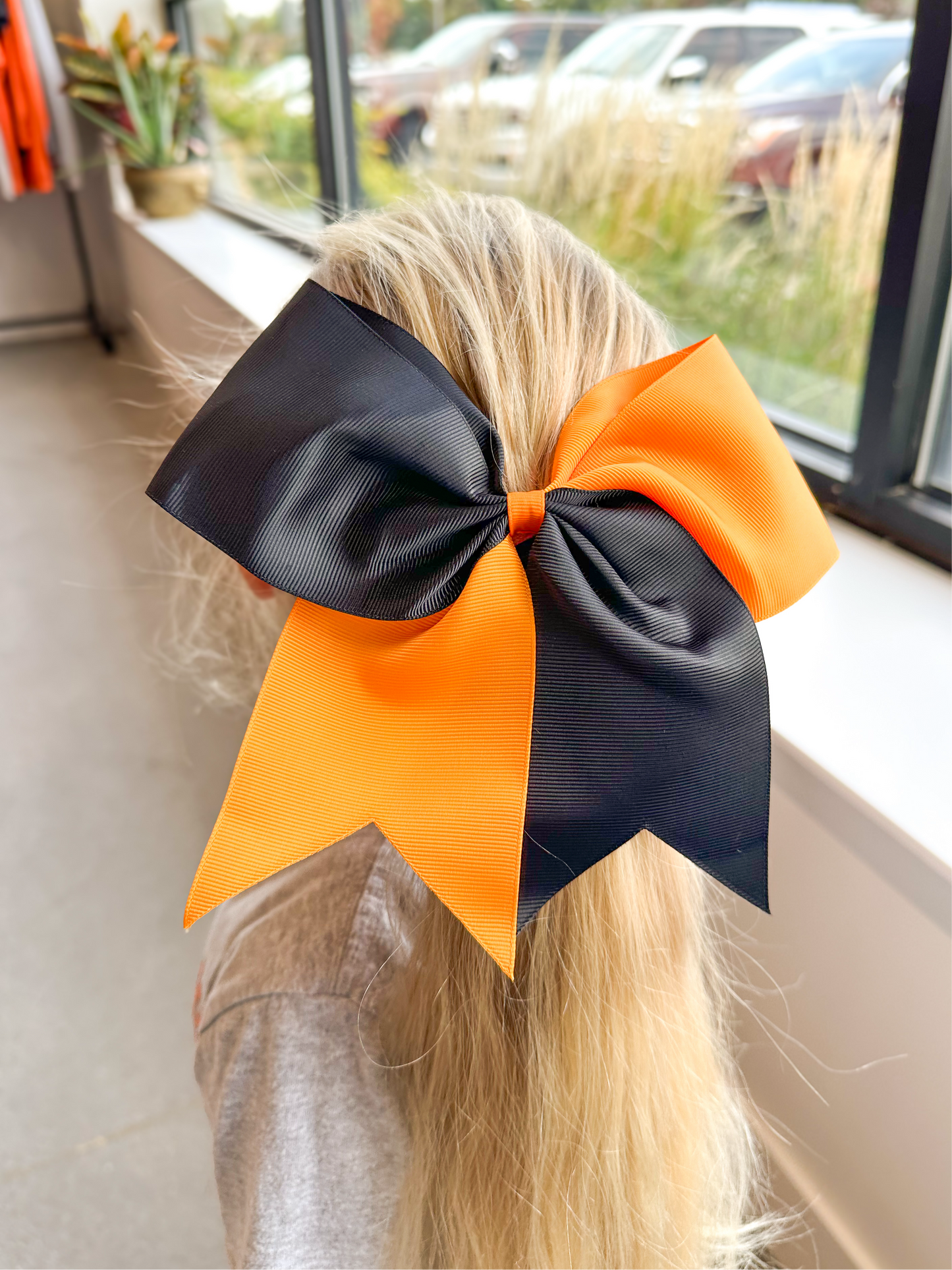 Orange & Black Hair Tie Bow