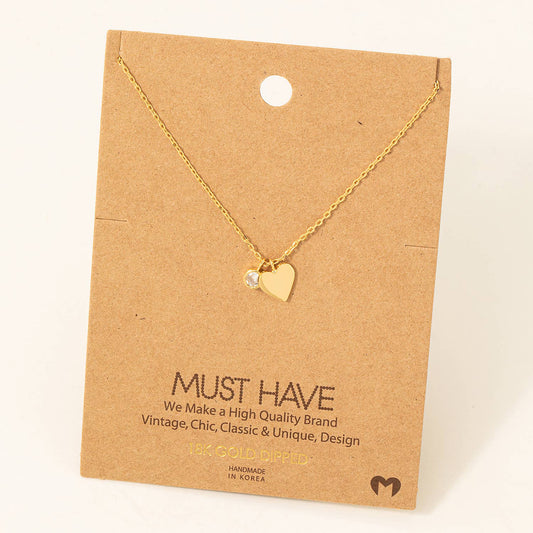 Gold Dipped Heart And Charm Necklace