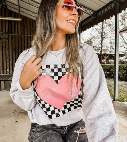 Checkered Heart Sweatshirt