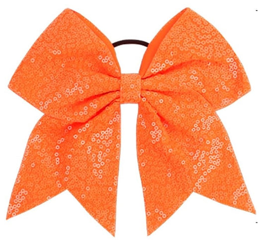 Bright Orange Sequin Hair Tie Bow