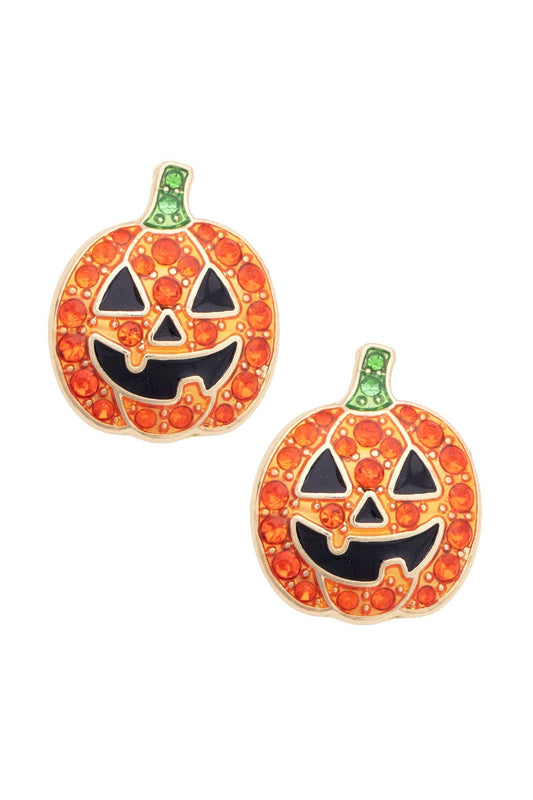 Pave Pumpkin Stud Earrings