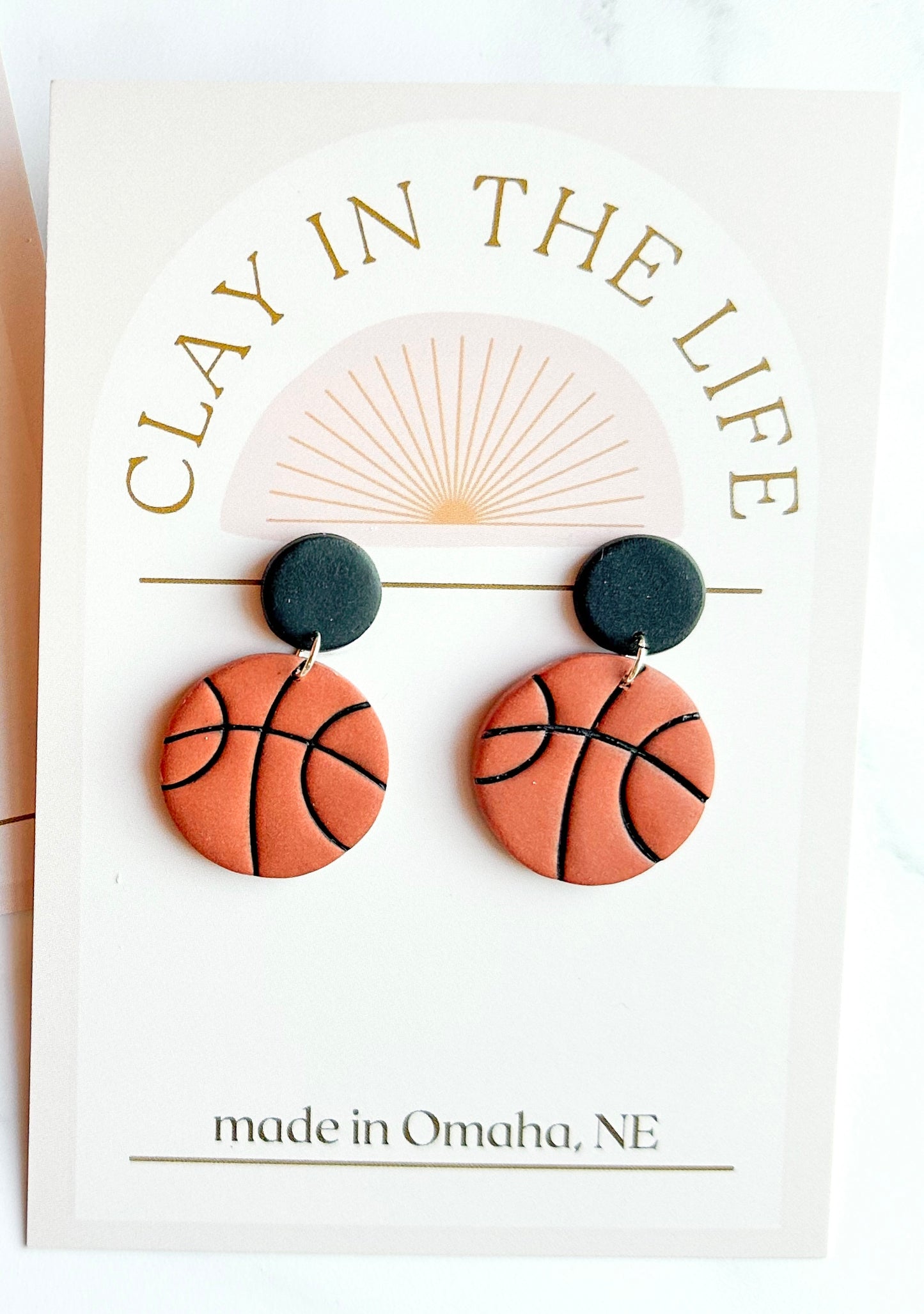 Basketball Handmade Clay Earrings