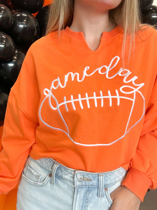 Game Day Embroidered Cropped Sweatshirt