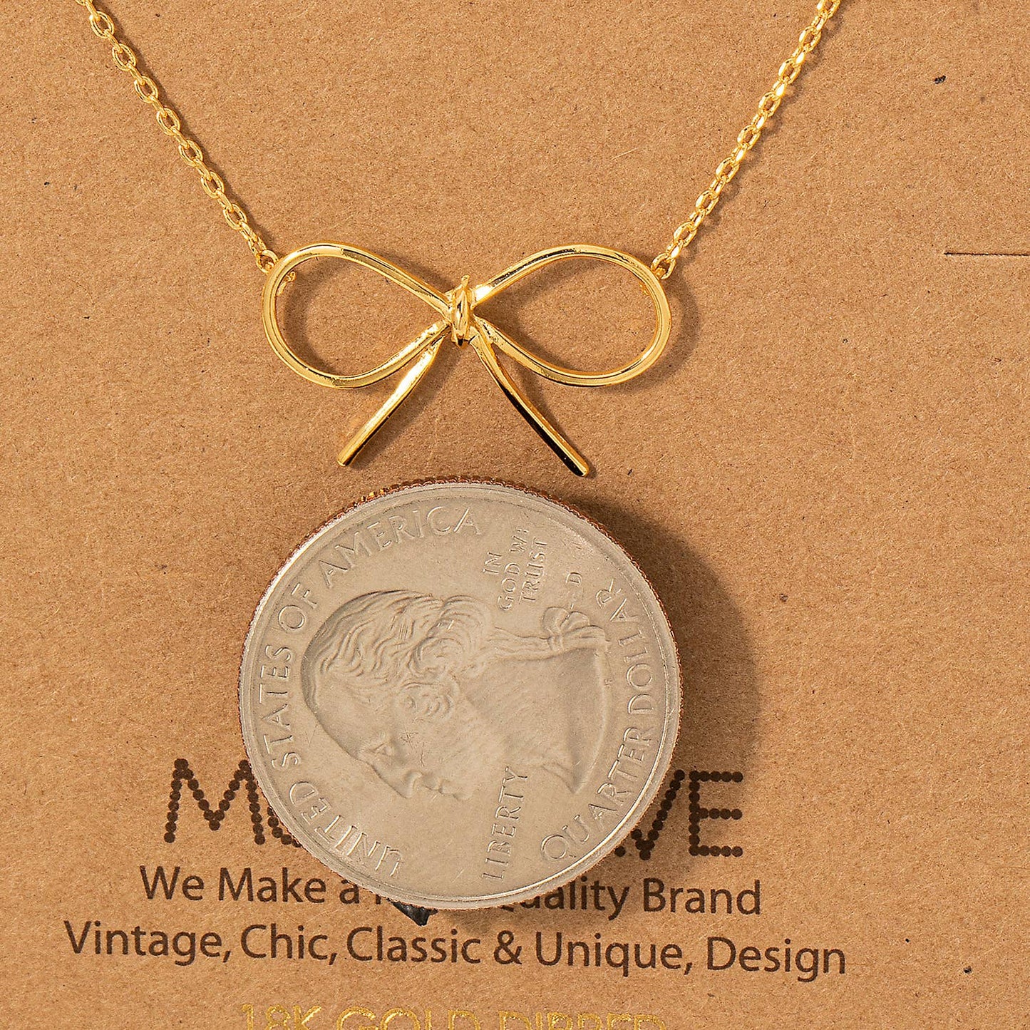 Gold Dipped Bow Pendant Necklace